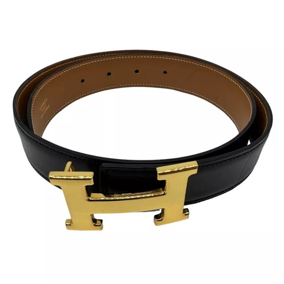 HERMES Constance H Buckle Belt 70 Circle In Y Black Leather - Picture 2 of 14